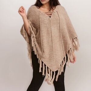 Torrid Lace Up Fringe Poncho Size M/L